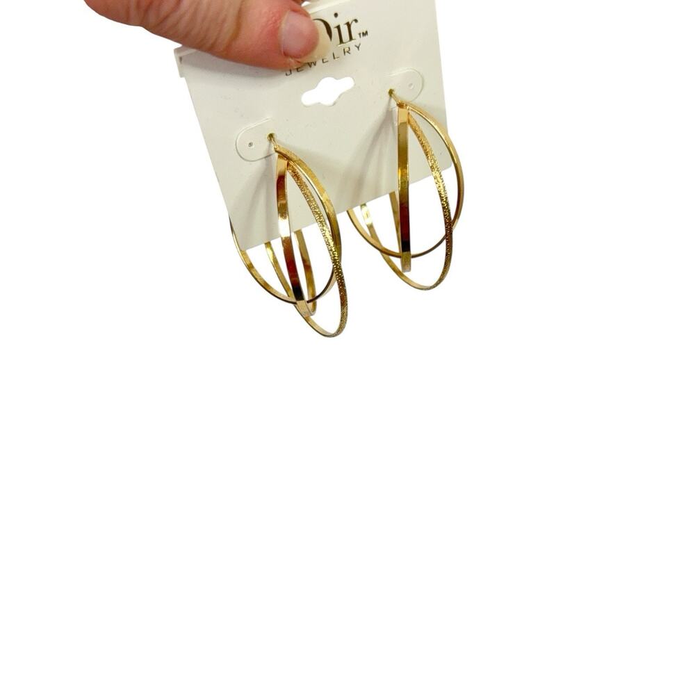 NOIR Rose Gold Tone Multi Hoop Earrings New Costume Jewelry - Picture 5 of 5